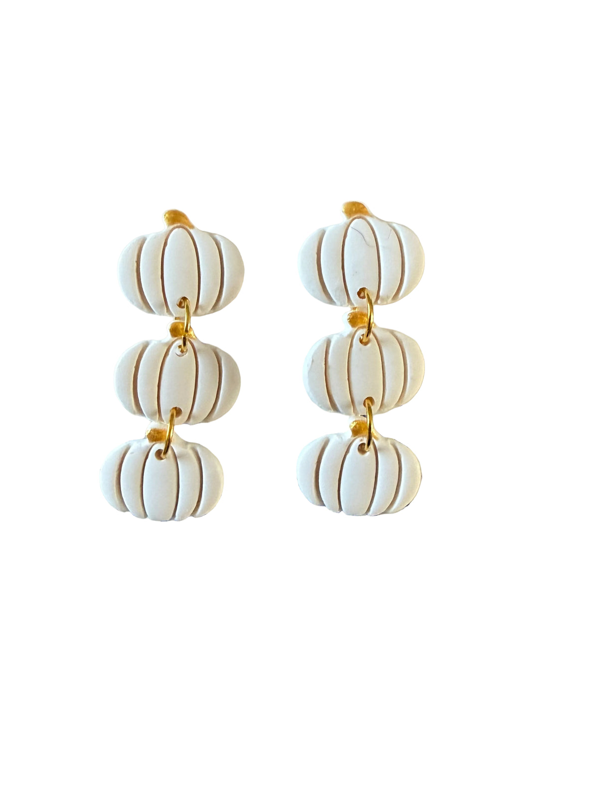 White Pumpkin Stack Earrings