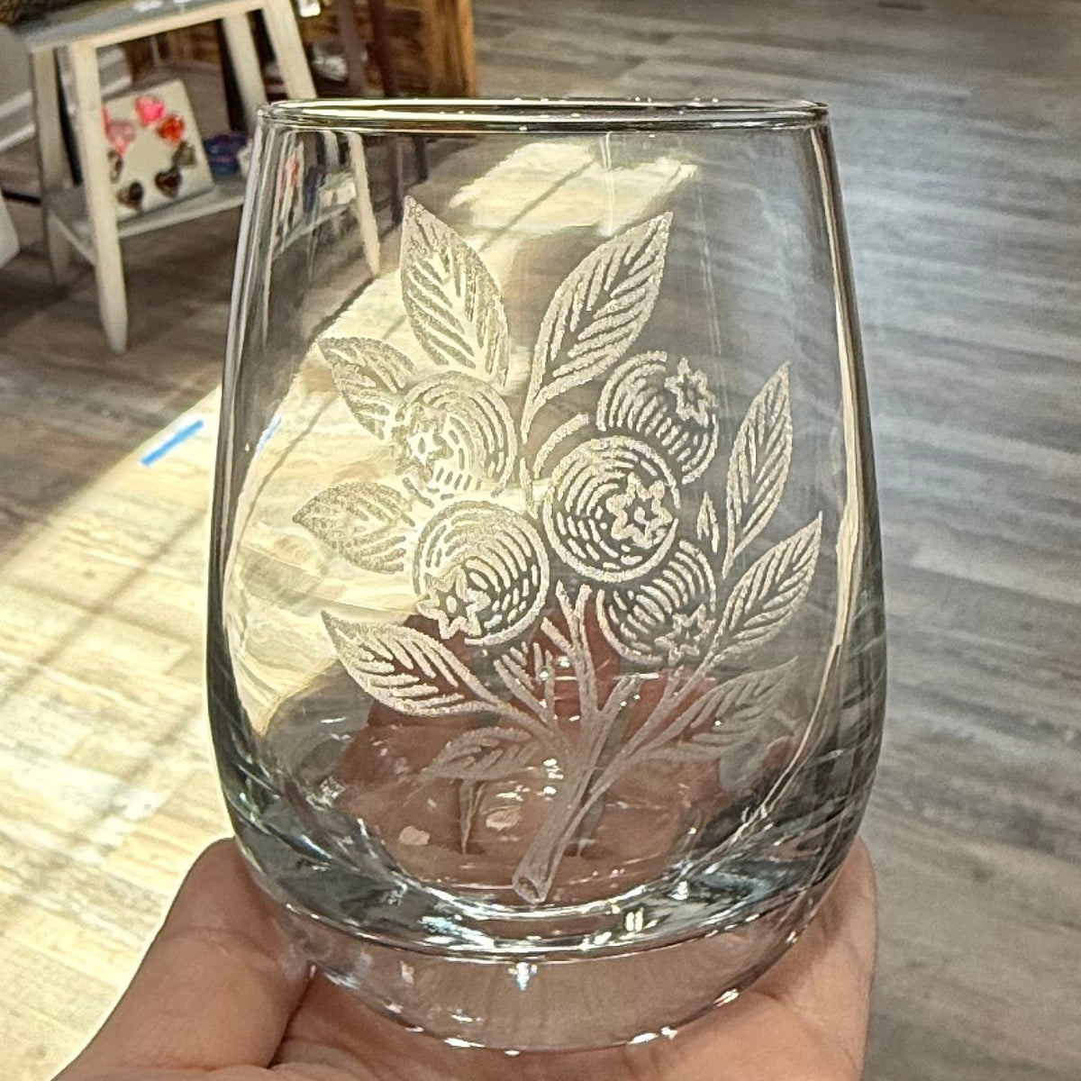 Blueberry Stemless Wine Glass