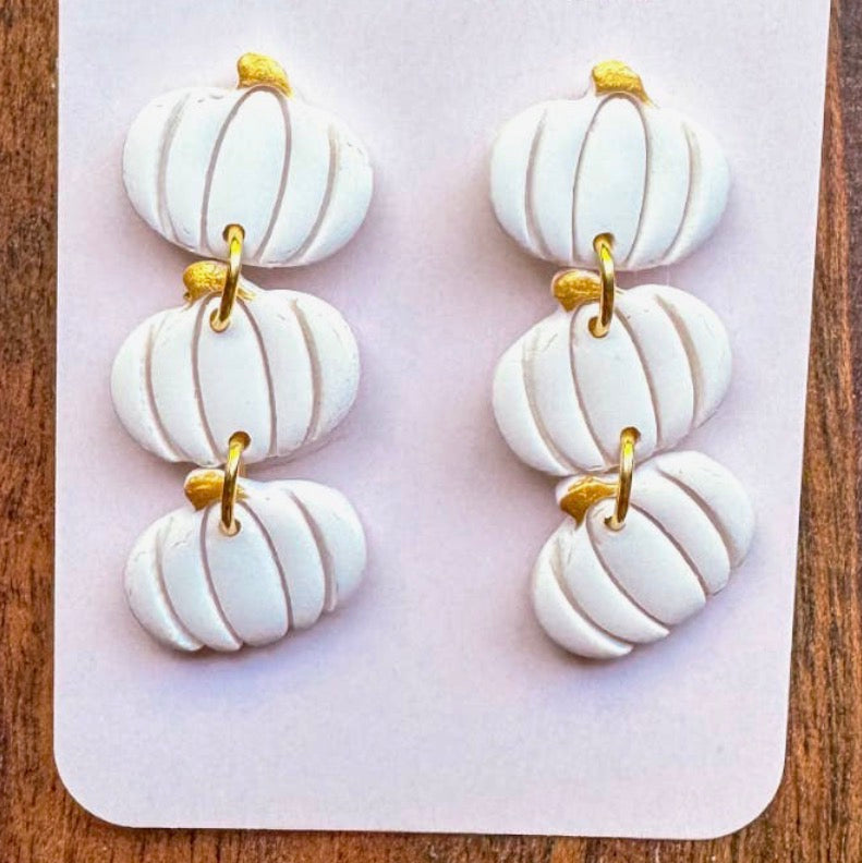 White Pumpkin Stack Earrings