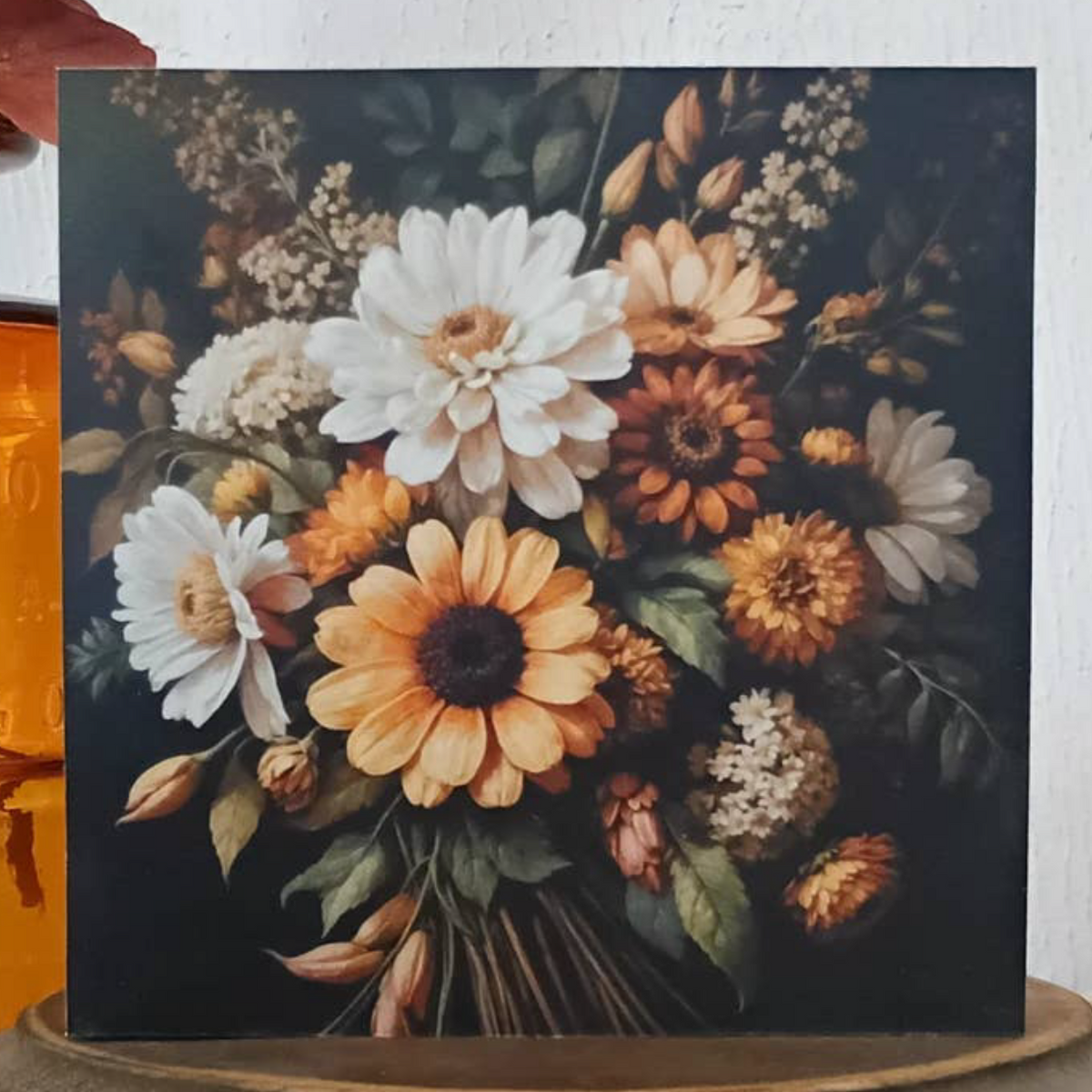Fall Florals Mini Wood Block