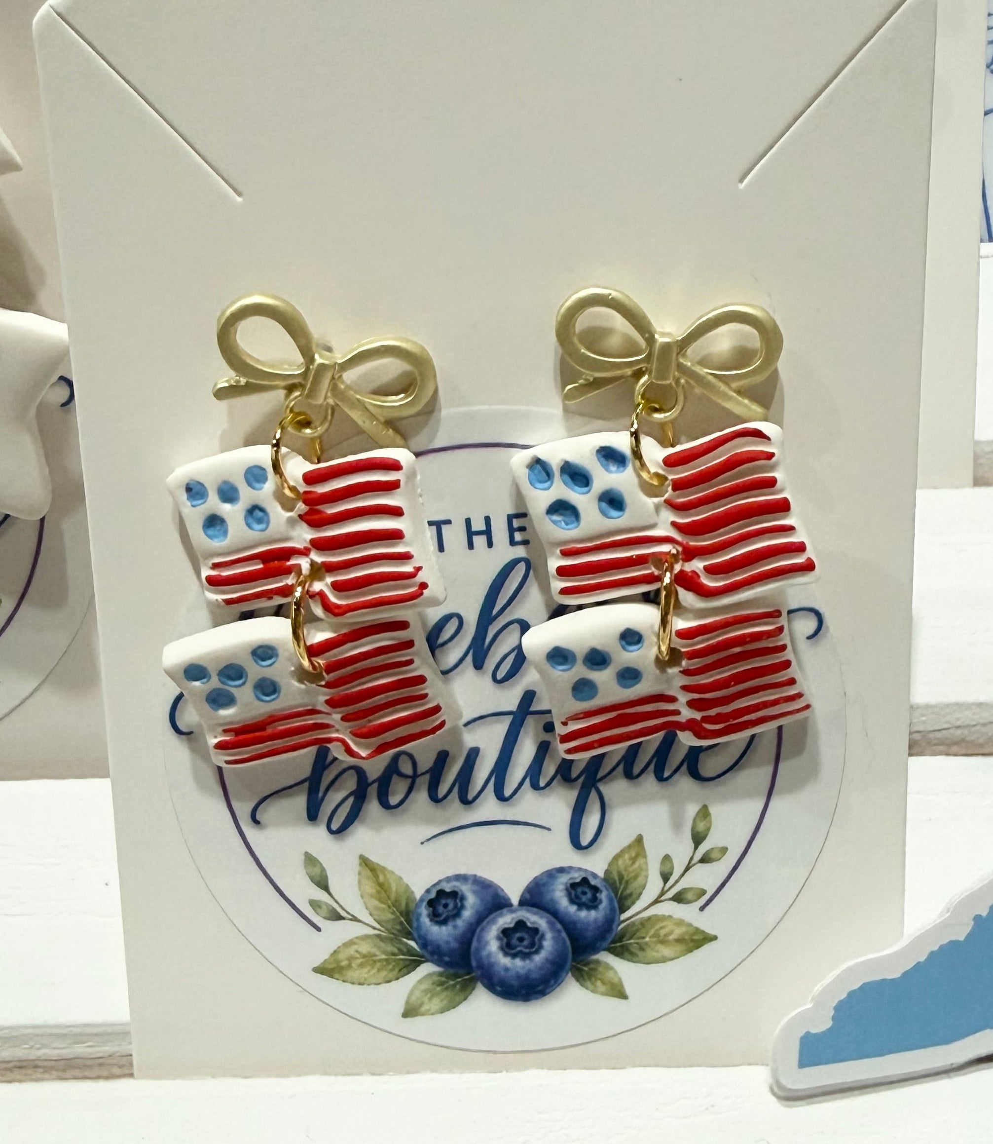 American Flag Bow Earrings