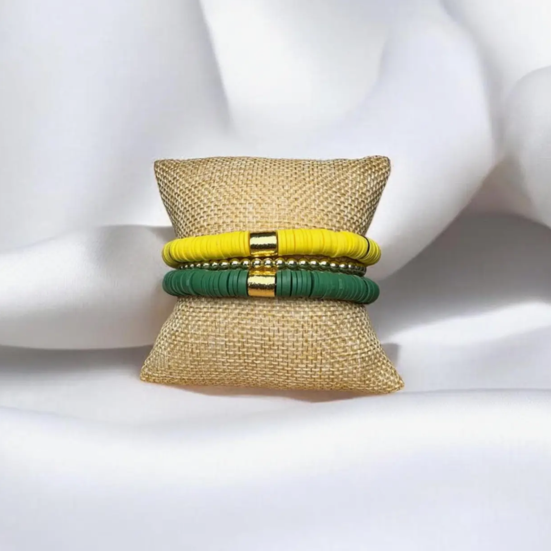Green & Yellow Game Day Bracelet Stack