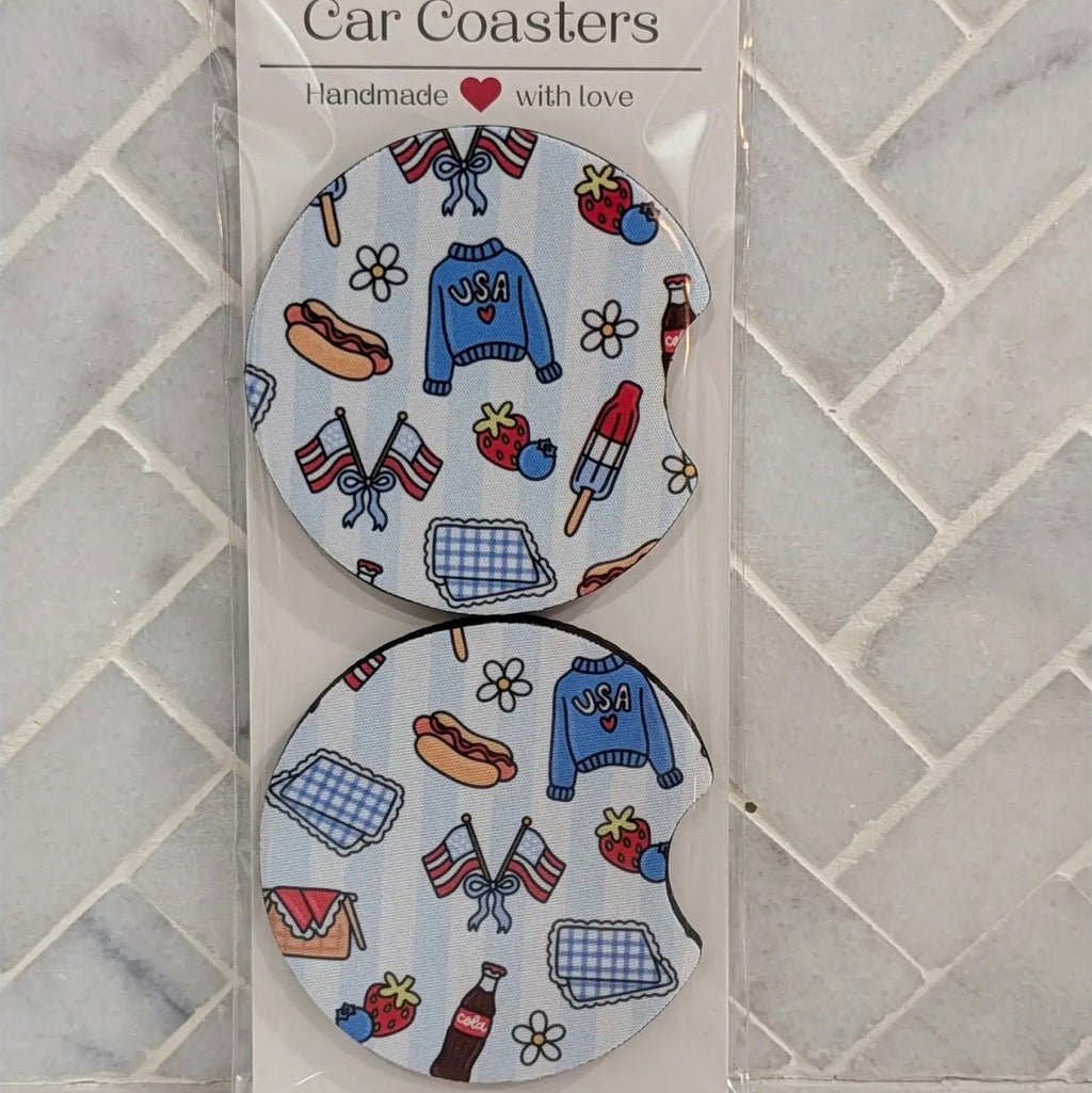 Patriotic Picnic Car Coasters
