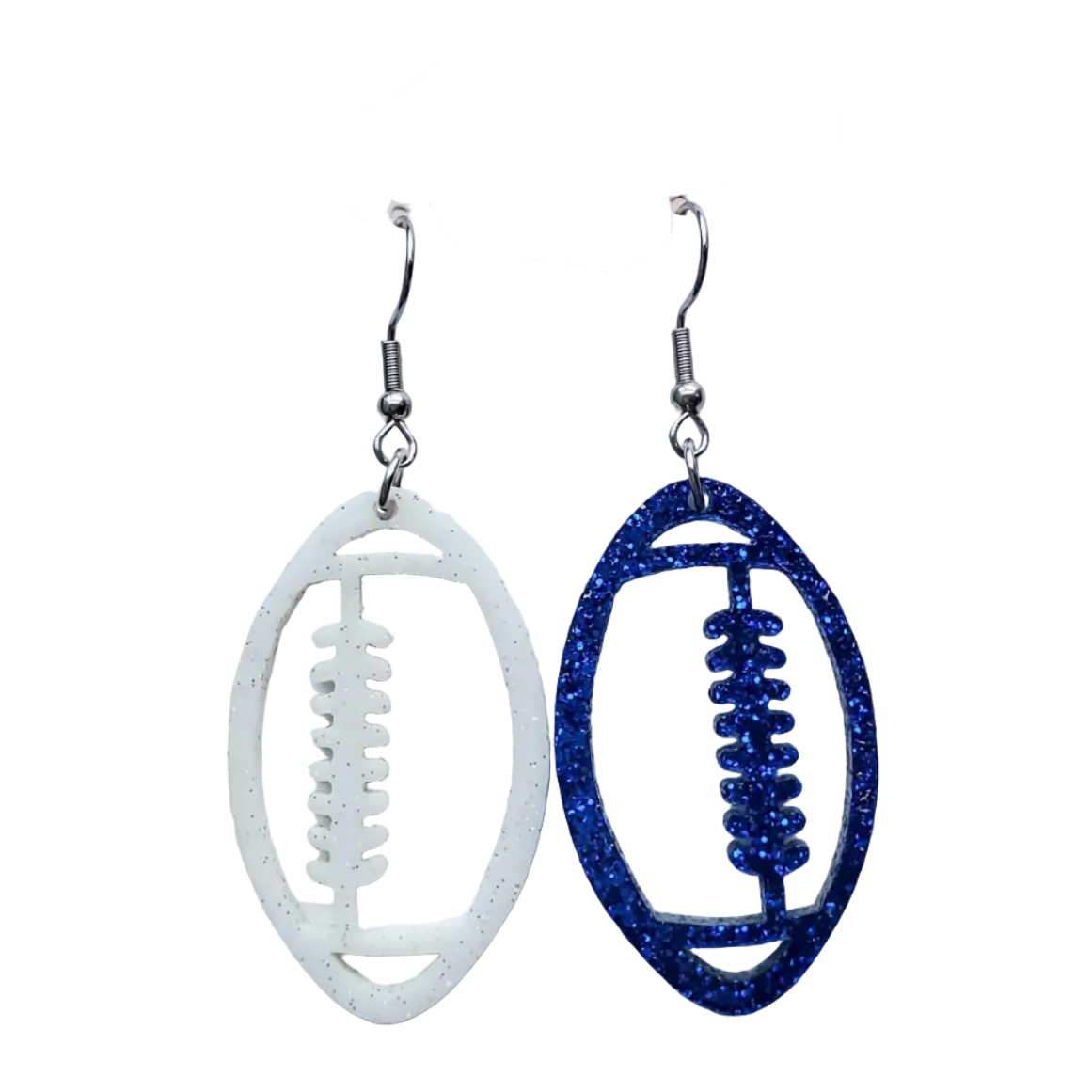 Blue & White Football Earrings