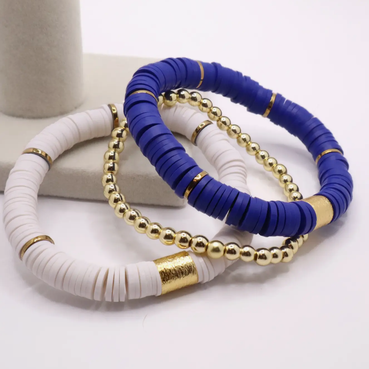 Royal Blue & White Game Day Bracelet Stack