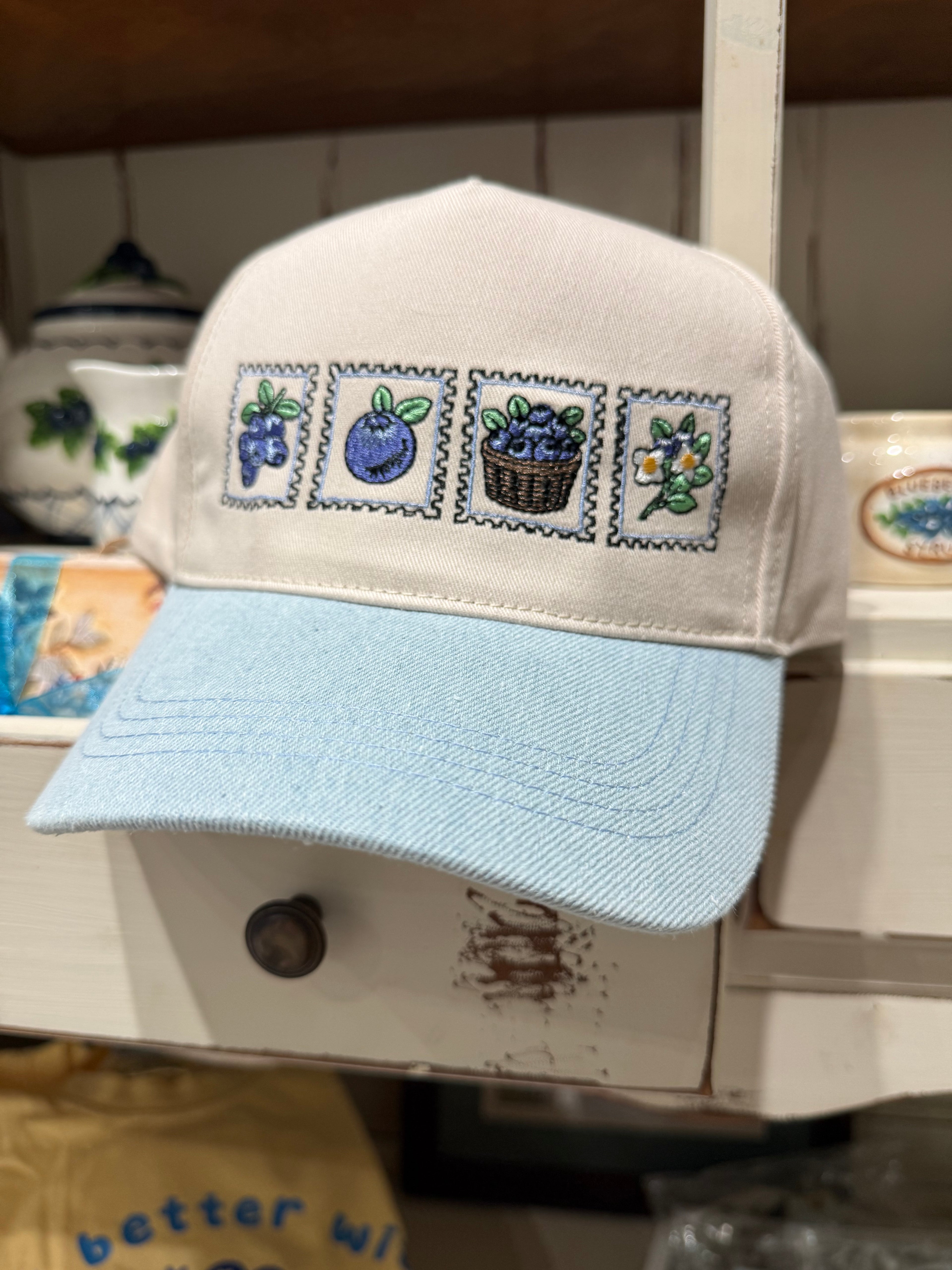 Embroidered Blueberry Trucker Hat