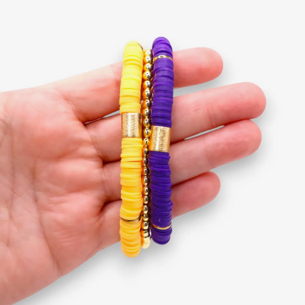 Purple & Gold Game Day Bracelet Stack