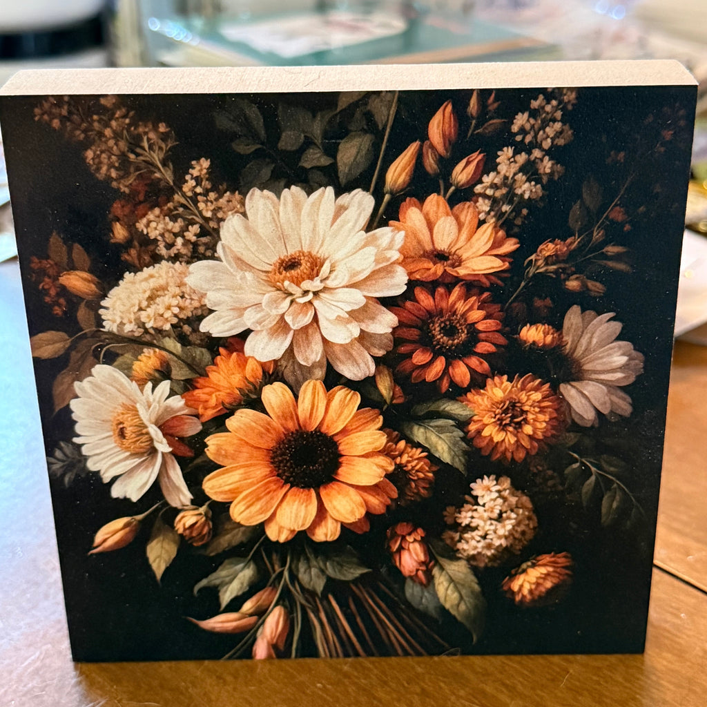 Fall Florals Mini Wood Block