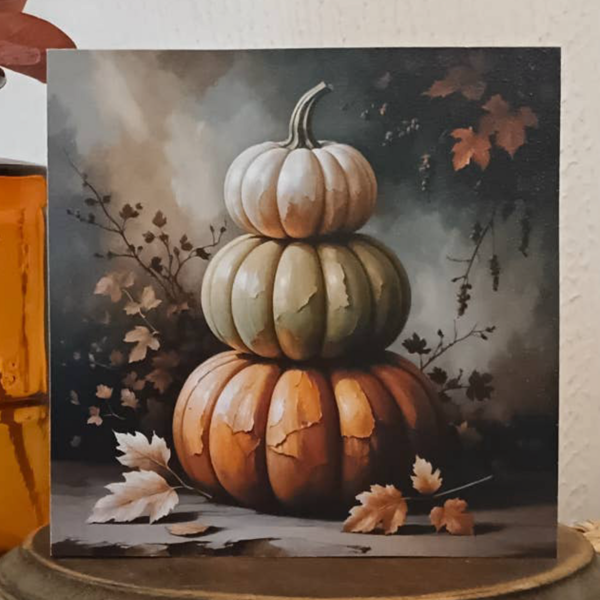 Pumpkin Stack Mini Wood Block