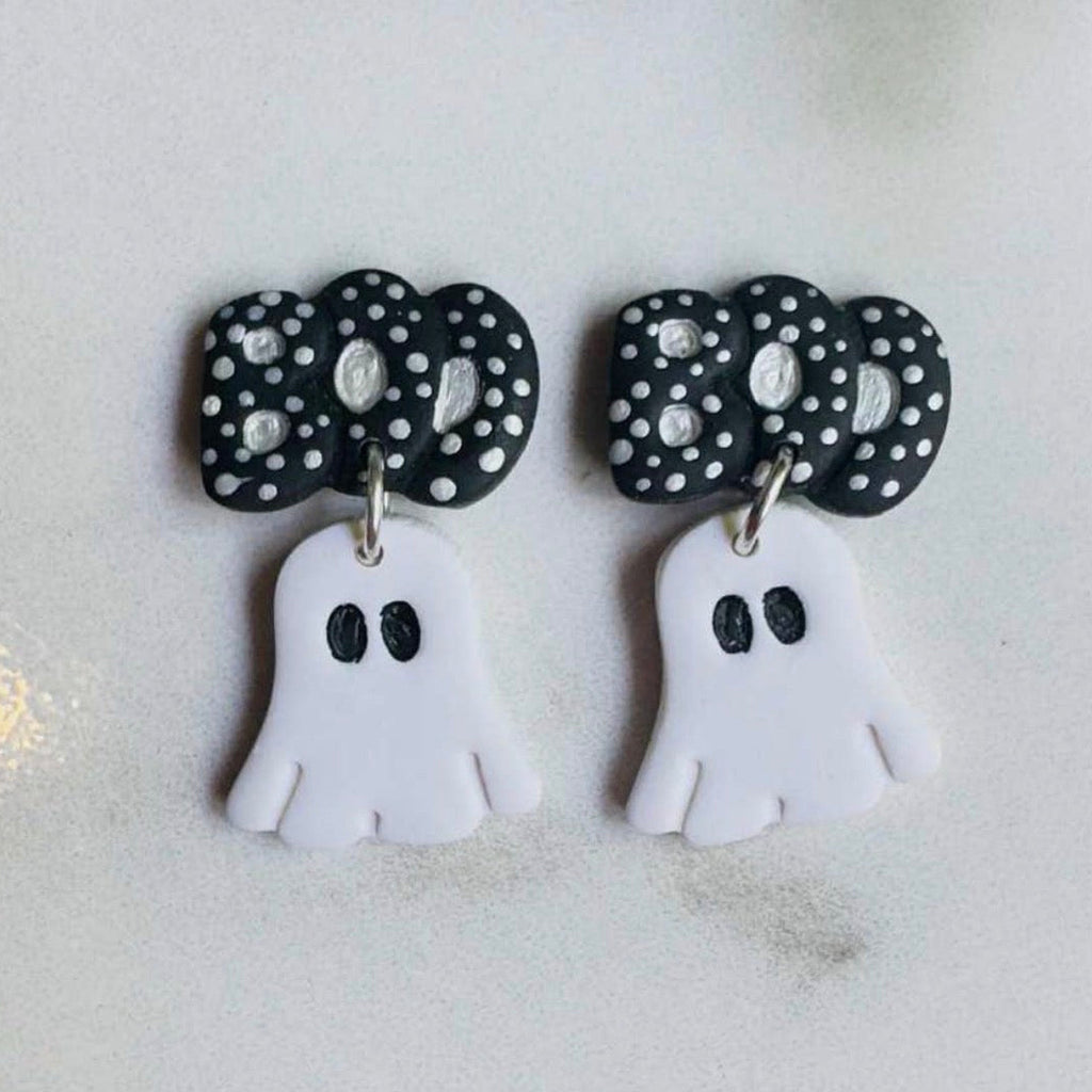 "Boo" Ghost Earrings - Black