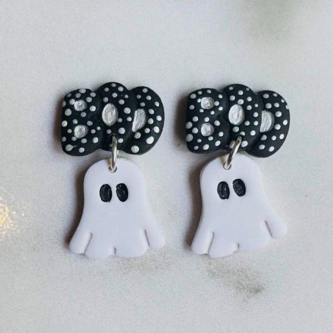 "Boo" Ghost Earrings - Black