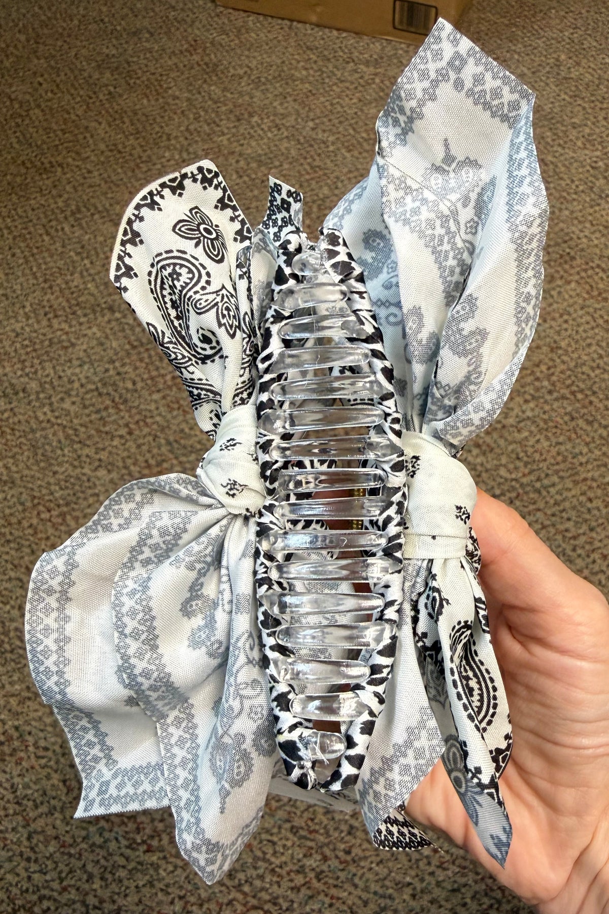 Paisley Print Bow Hair Claw Clips