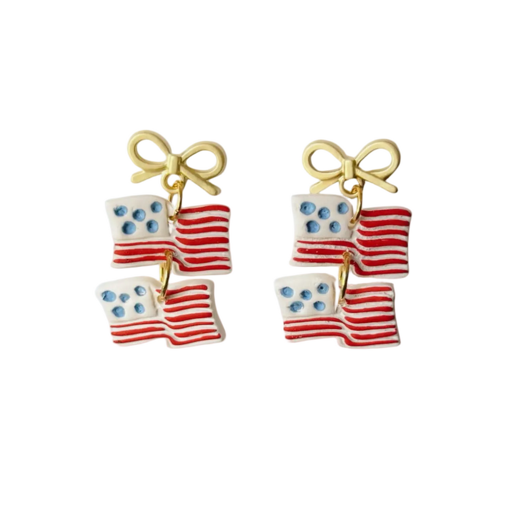 American Flag Bow Earrings