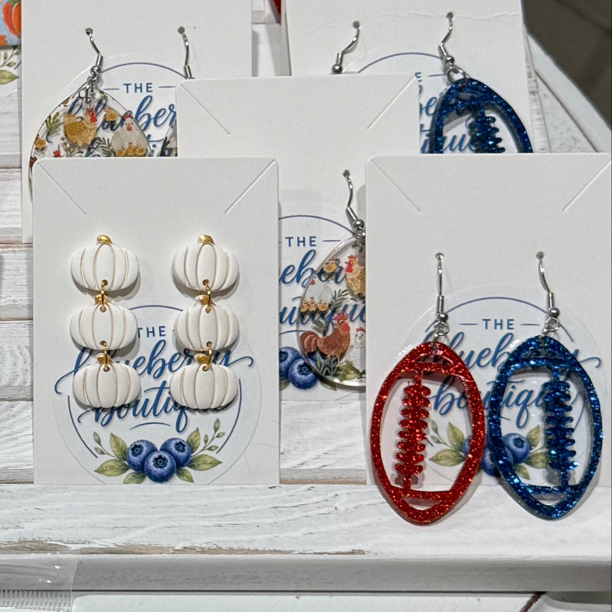 Red & Blue Football Earrings