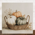 Fall Pumpkin Basket Mini Wood Block