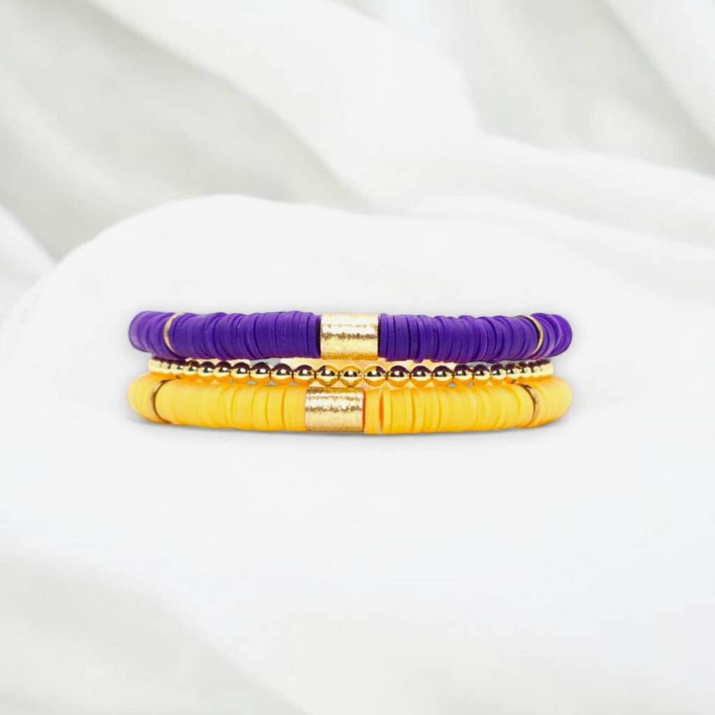 Purple & Gold Game Day Bracelet Stack