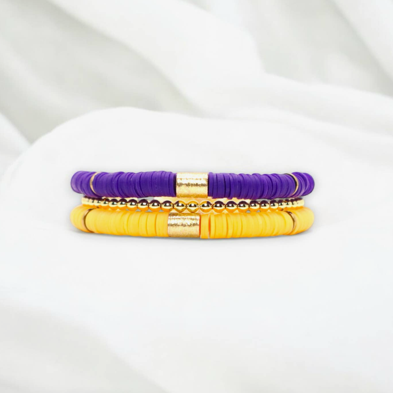Purple & Gold Game Day Bracelet Stack