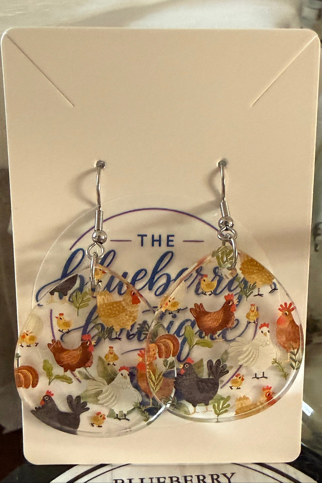 Chickens Wide Teardrop Earrings