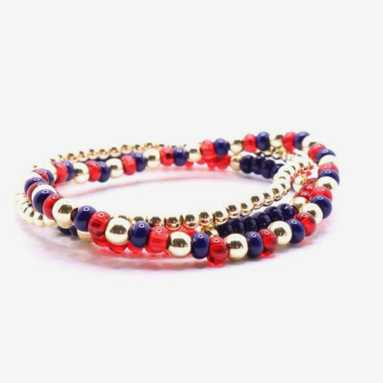 Red & Blue Game Day Bracelet Stack