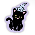 Black Cat Witchy Hat Sticker