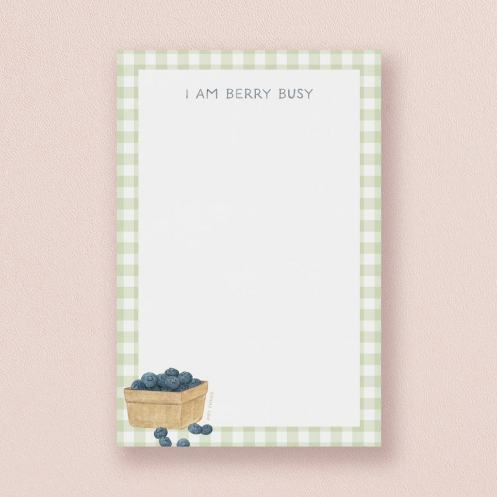 Blueberry & Gingham Notepad