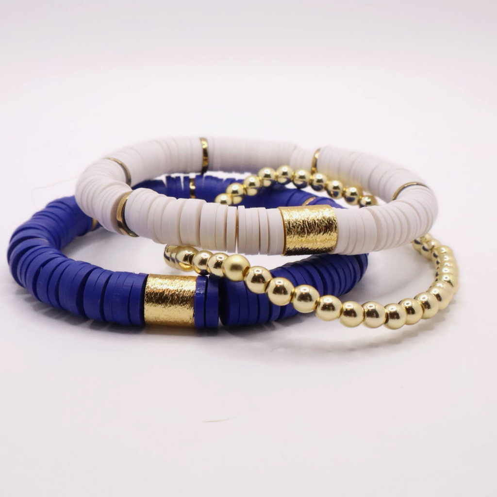 Royal Blue & White Game Day Bracelet Stack