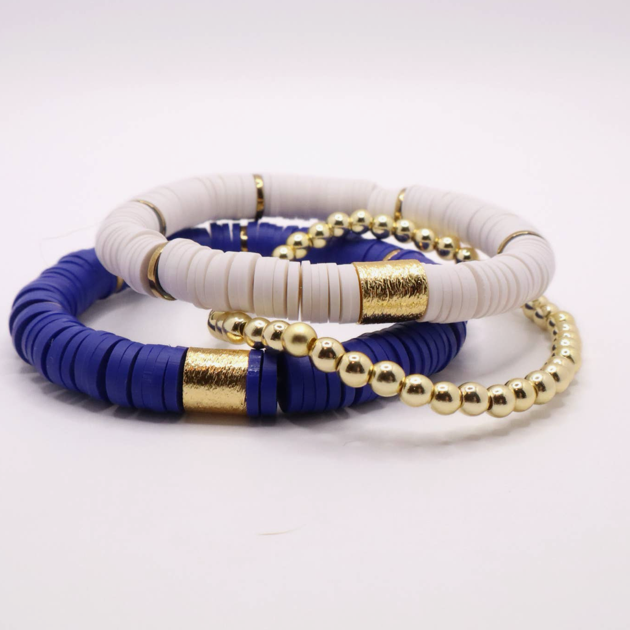 Royal Blue & White Game Day Bracelet Stack