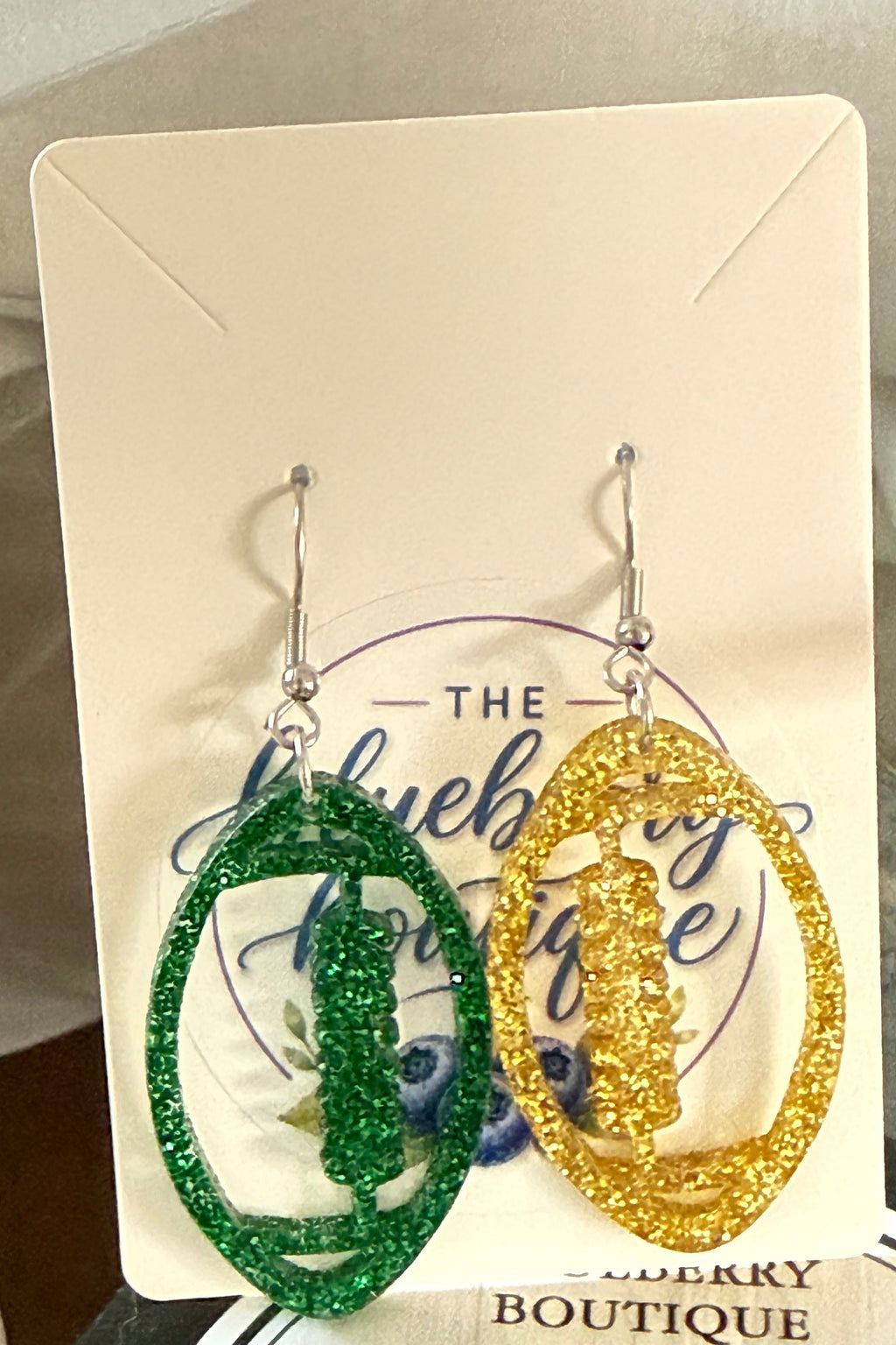 Green & Gold Football Earrings
