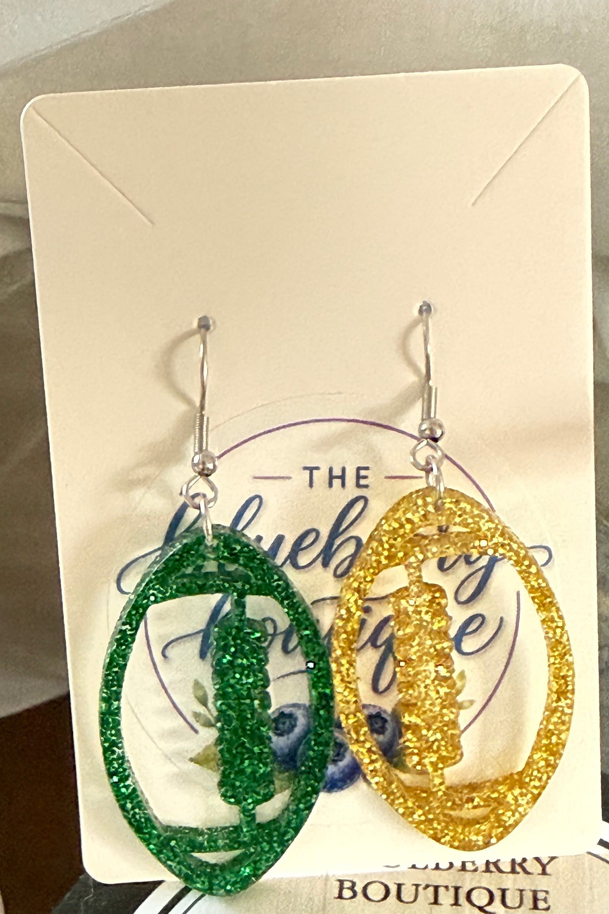 Green & Gold Football Earrings