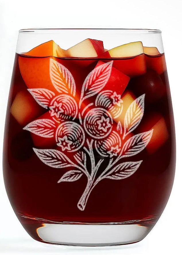 Blueberry Stemless Wine Glass
