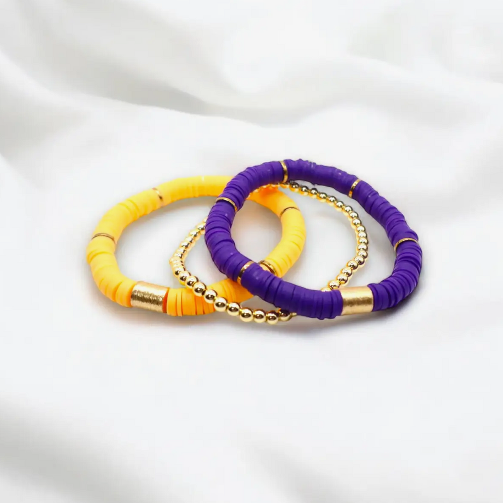 Purple & Gold Game Day Bracelet Stack