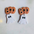"Boo" Ghost Earrings - Orange
