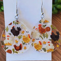 Chickens Wide Teardrop Earrings