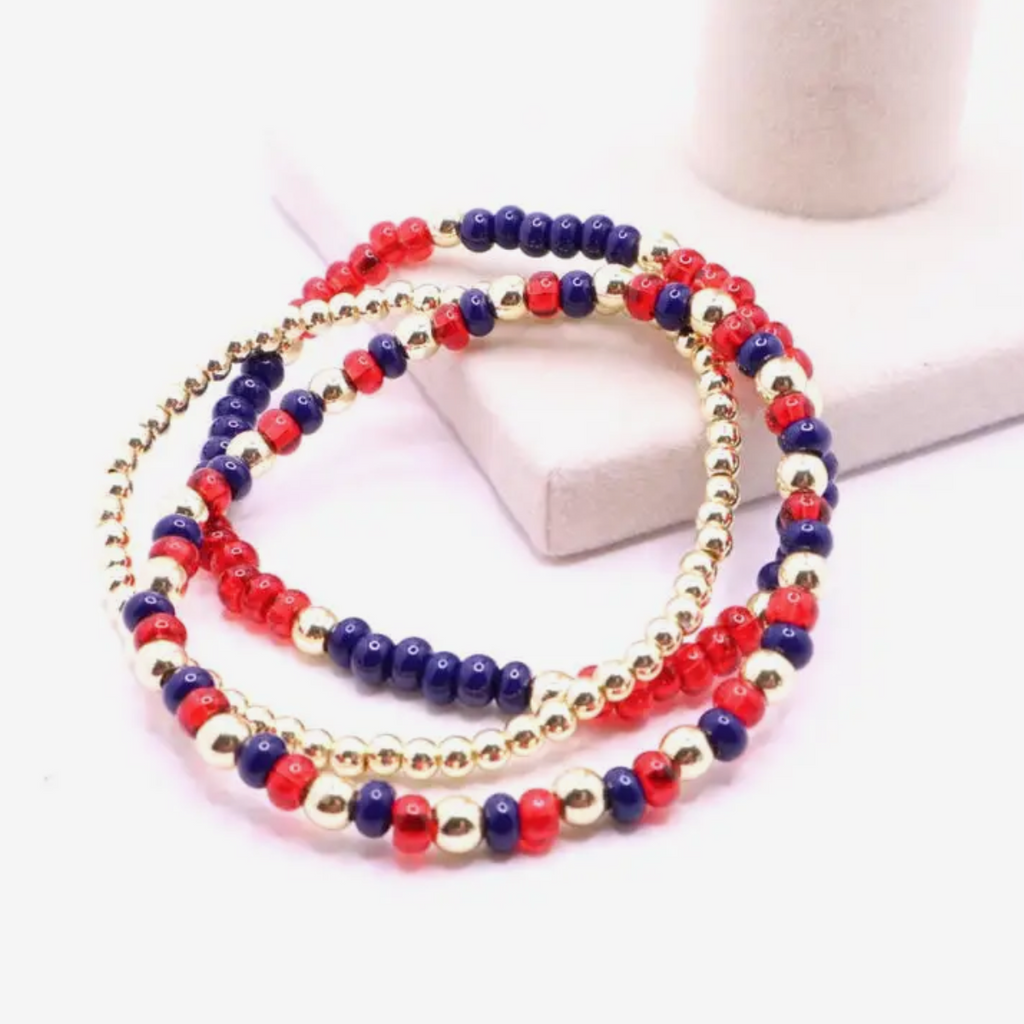 Red & Blue Game Day Bracelet Stack