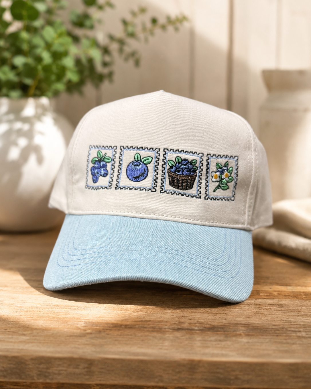 Embroidered Blueberry Trucker Hat