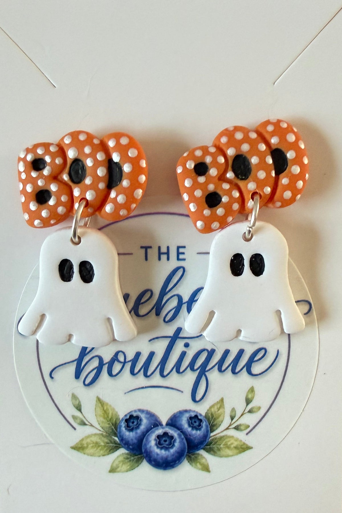 "Boo" Ghost Earrings - Orange