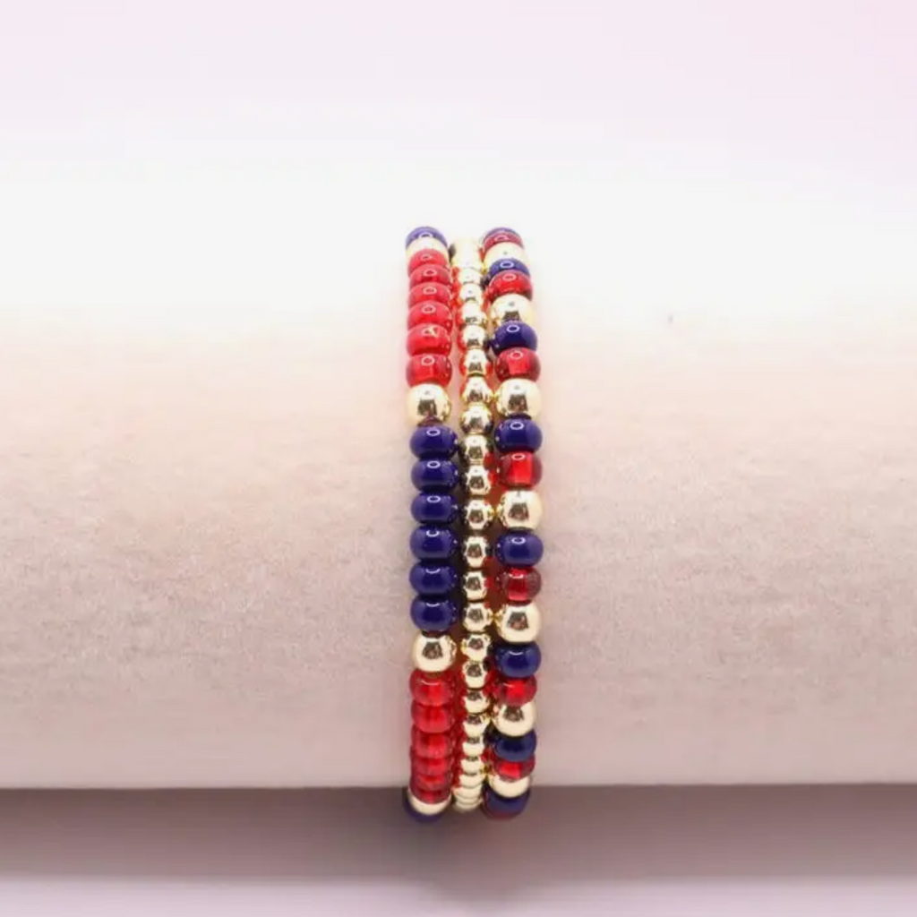 Red & Blue Game Day Bracelet Stack