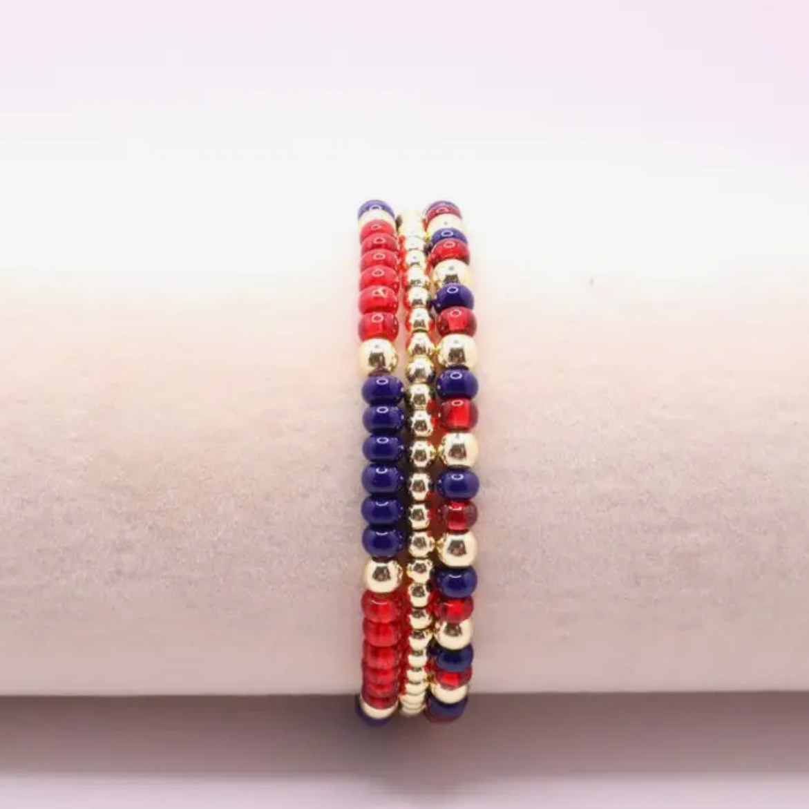 Red & Blue Game Day Bracelet Stack