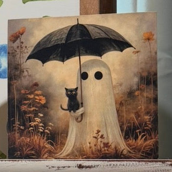 Rainy Day Ghost Mini Wood Block