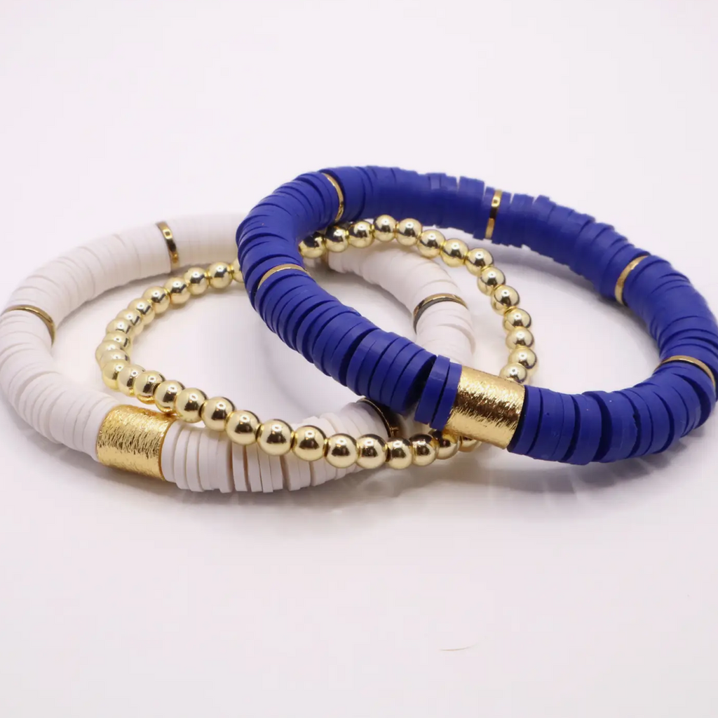 Royal Blue & White Game Day Bracelet Stack