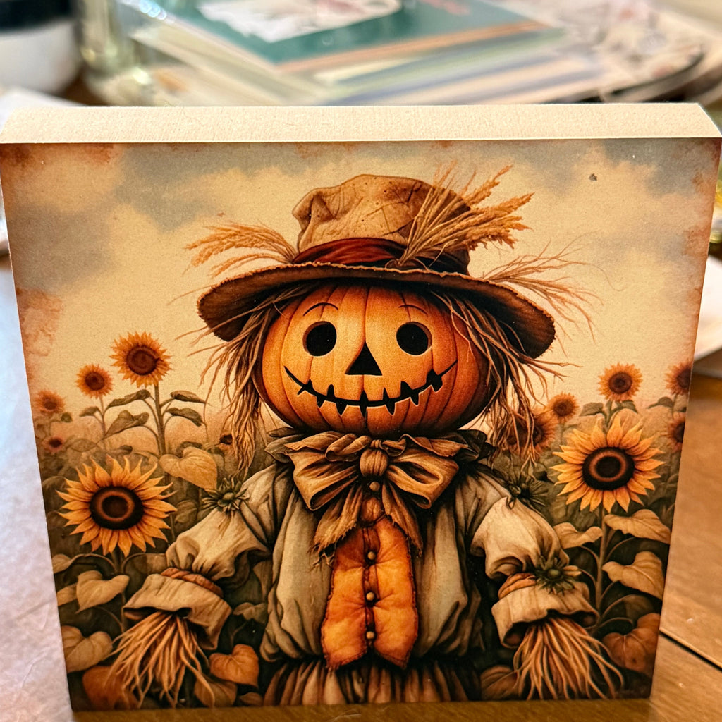 Fall Scarecrow Mini Wood Block