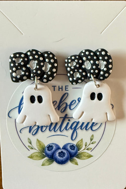 "Boo" Ghost Earrings - Black