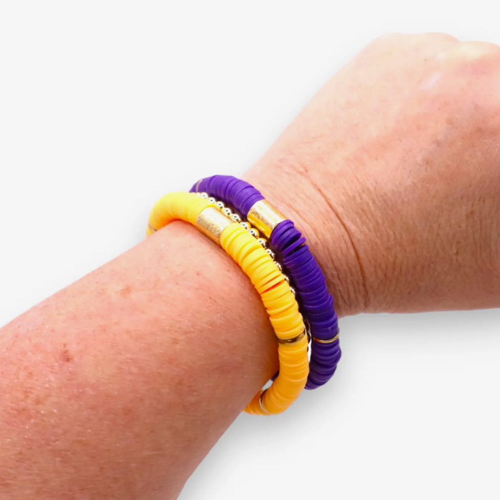 Purple & Gold Game Day Bracelet Stack