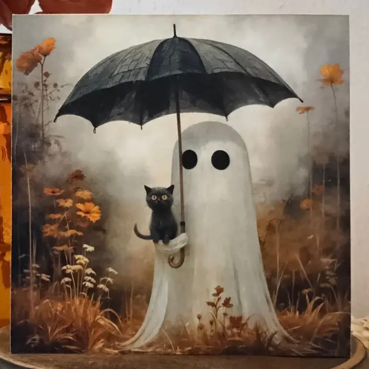 Rainy Day Ghost Mini Wood Block
