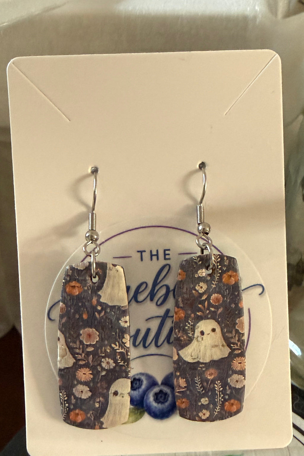 Ghosts & Florals Leather Earrings