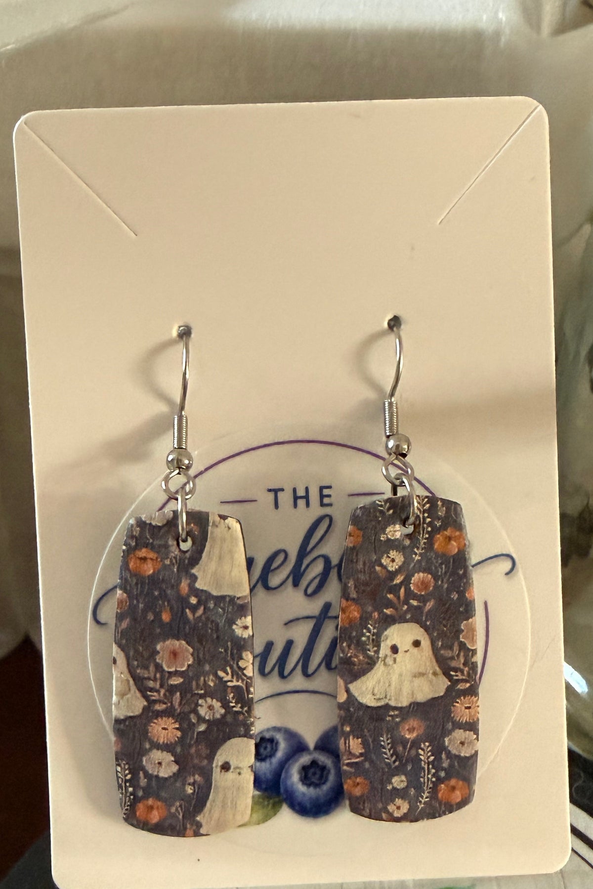 Ghosts & Florals Leather Earrings